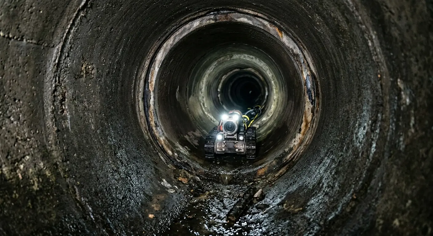 Robotic sewer camera inspecting pipe interior for Drain Snake Service in Grants